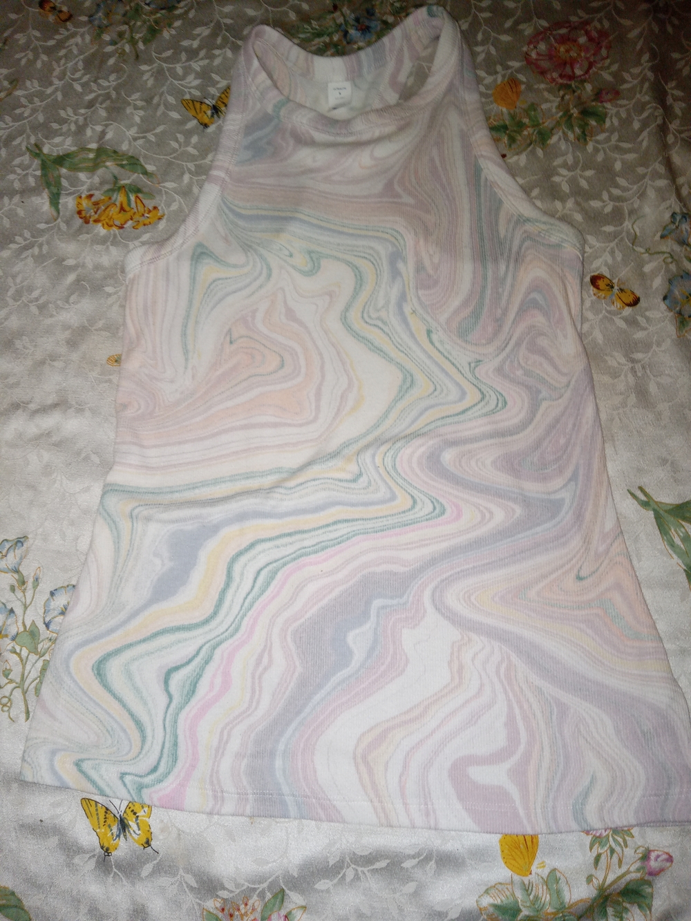 Women’s Marble-Print Racerback Tank Top - Pastel Swirl